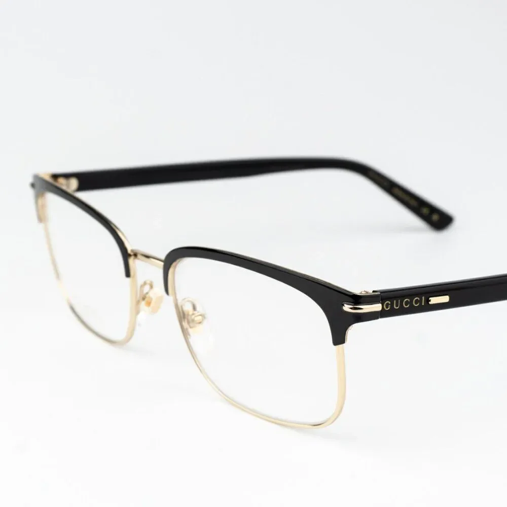 NEW Gucci GG1448O 001 Gold Rectangle Unisex Eyeglasses